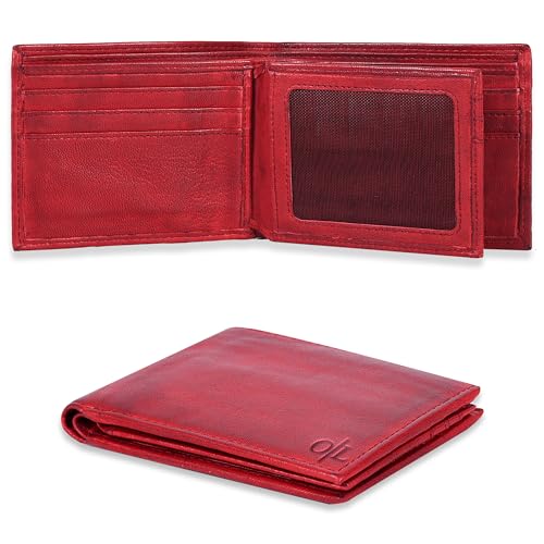 Image of Oak Leathers Leather Wallet for Men - RFID Bifold Wallets with 9 Credit Cards 1 ID Window Slim Minimalist Front Pocket Gift For Men