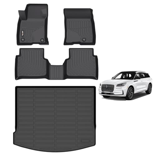 AIPOIL® Floor Mats & Cargo Liner Set for Lincoln Corsair 2020-2026 (Not for Hybrid) All-Weather Protection TPE Anti-Slip Automotive Full Set Custom Car Mats Accessories - Black