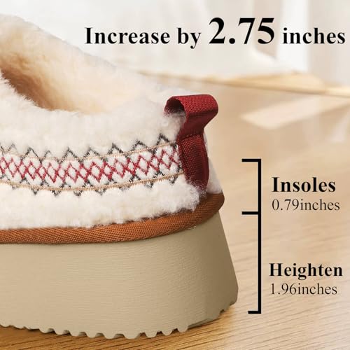 Women's Platform Slippers Mini Boots Braid with Plush Fleece Lining Fuzzy Slippers for Women Slip on Clogs2