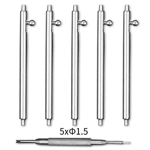 Quick Release Watch Band Pins -5PCS Quick Release Spring Bar Stainless Steel Watch Pins - Available in 18mm, 20mm, 22mm and 24mm+Watch Repair Spring Bar Tool. (26mm)