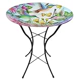 Briarwood Lane Springtime Hummingbirds Glass Birdbath