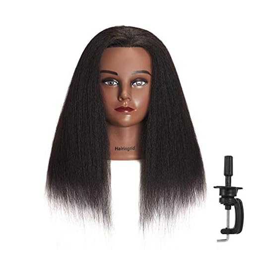 Hairingrid Mannequin Head 14" 100% Real Hair Hairdresser Cosmetology Mannequin Manikin Training Head Hair and Free Clamp Holder (14")