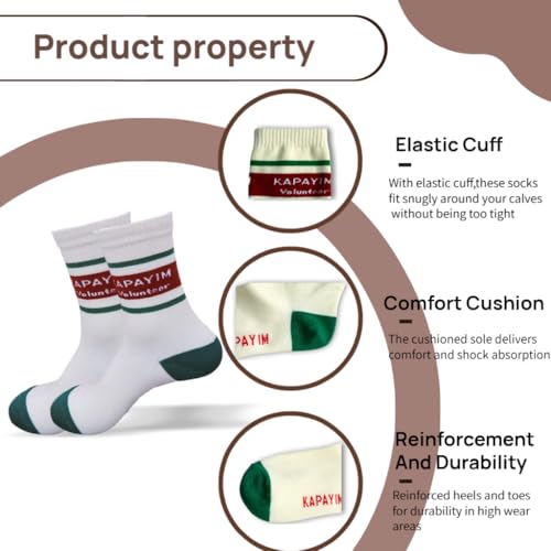 Mens Mid Calf Socks With Green&Burgundy Stripes 80% Cotton Comfortable For Daily Wear-3 Pairs Pack3
