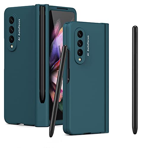 Protection Galaxy Z Fold 4 étui charnière fente stylo et écran verre trempé vert