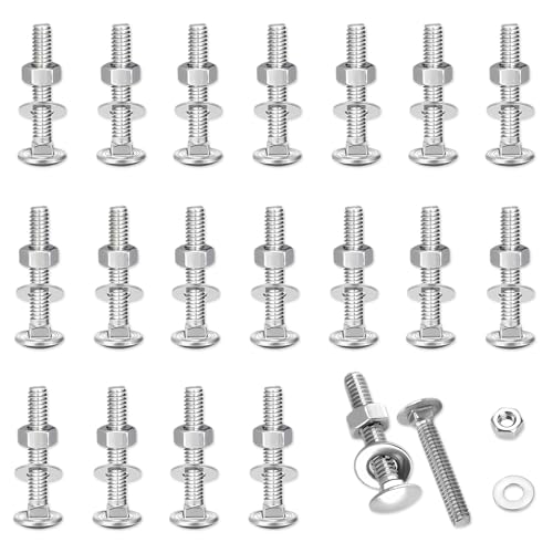 Lot de 20 boulons de carrosserie m5 M5 x 40 avec Écrous et Rondelles - Fixation Industrielle et Décoration Maison - Vis à Tête Plate Polyvalentes pour Bricolage, Mécanique, Mobilier
