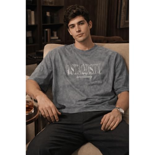 Image of THE MEN THING Still Form Box TEE Oversized T-Shirt - Charcoal Ash
