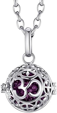 Morella Women Necklace Stainless Steel 70 cm 27,5" with OM Mantra Pendant for Sound Balls Ø 16 mm 0,63" in a Velvet Jewelry Bag