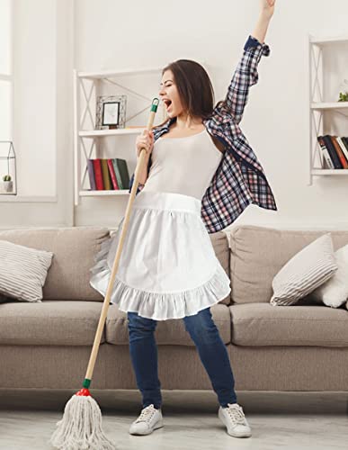 Crb Fashion Waist Apron Kitchen Cooking Restaurant 100% Cotton Bistro Half Aprons With Pockets For Girl Woman (White) #TOP4