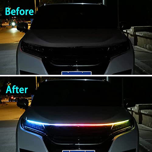 Image of AutoBizarre Multicolor 70 inch (1.8 Meters) Flexible Waterproof Car Hood Strip DRL Light Daytime Running Light with App & Remote Control (works with all cars)