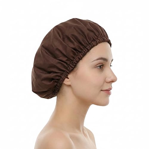 Image of BodyHerbals Eco Friendly Reusable Shower Cap -100% Water Proof, Soft & Adjustable Bath Cap For Hair Protection | Ideal For Spa, Home, Travel & Gym | Durable & Comfortable Design (Brown)