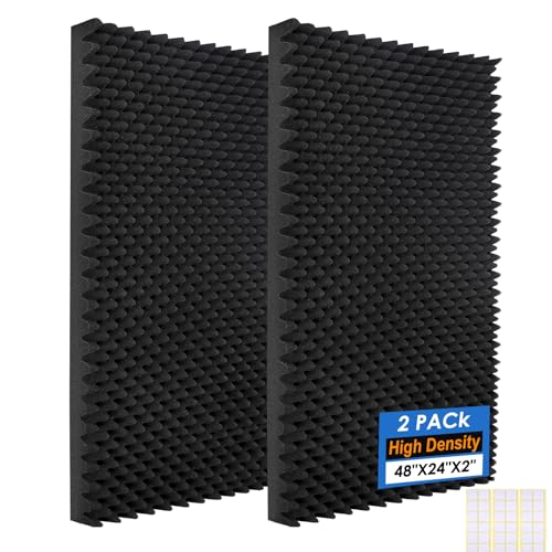 2 Pack Acoustic Panels,48X24X2 Inches Egg Crate Foam soundproof wall Panels,Sound Proof Foam Panels...
