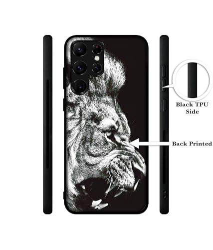 Image of Angry Lion Design Premium 2D Printed Metal Back Case Cover for Samsung Galaxy S22 Ultra 5G