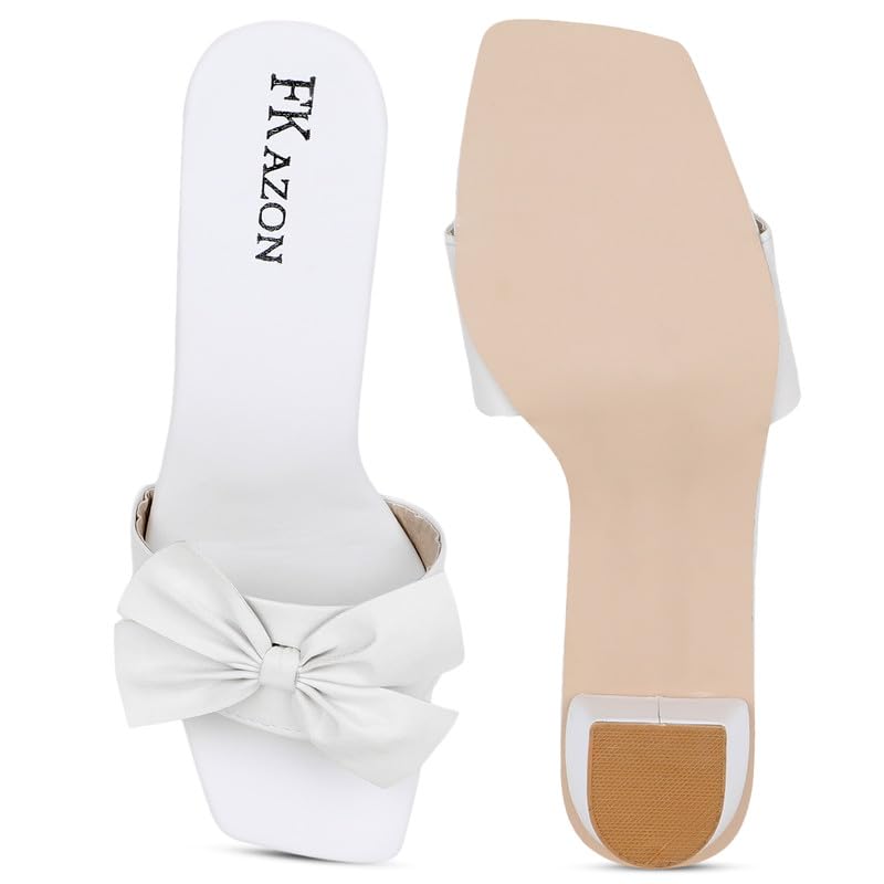 Image of Women's Stylish Block Heel Sandals with Bow Design - FK 516 BLUE HEEL A1 P