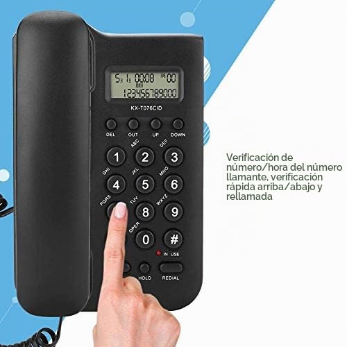 Yunir Teléfono Fijo con Cable, teléfono de Escritorio y teléfono con Cable montado en la Pared, Dual FSK/DTMF, para el hogar, el Hotel y la Oficina(Negro)