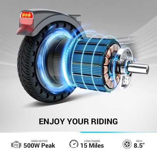 SISIGAD Electric Scooter Adults Peak 500W Motor, 8.5" Solid Tires, 19Mph Speed, Long Miles Range, Scooters for Adults, Foldable E-Scooter for Commuting with Double Braking System, APP Control