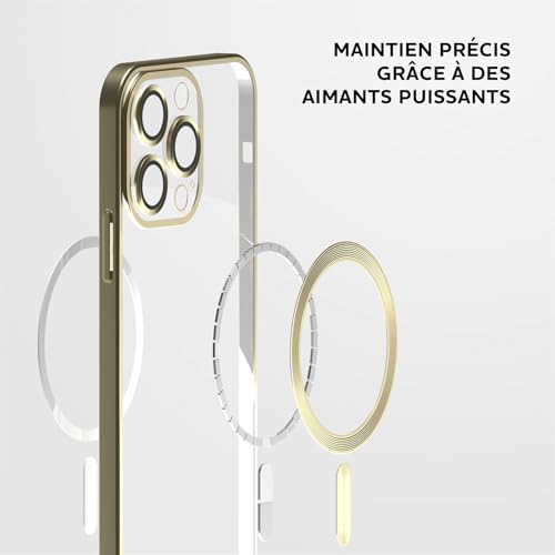 Coque de protection iPhone 13 Pro transparente avec finitions premium or MagSafe