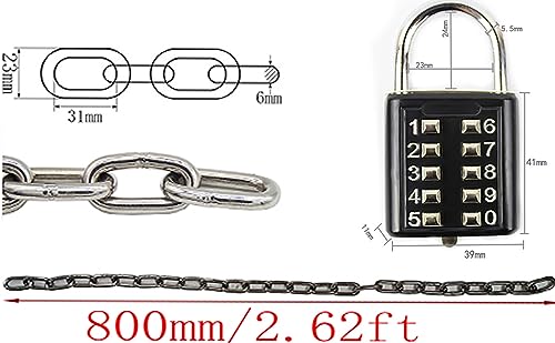 Zeng Bike Chain Lock,With Combination Lock And Tempered Chain For Motorcycles, Bike, Generator, Gates,Outdoor Furniture(6X500Mm) #TOP1