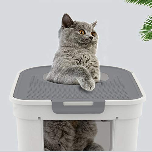 Maison de toilette pour chat grand format bac litière top entry