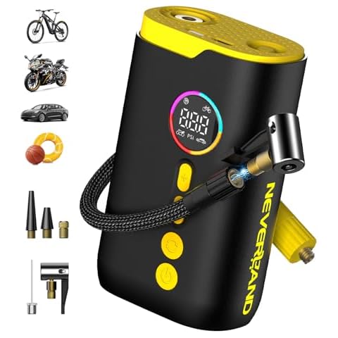 NEVERLAND Tire Inflator Portable Air Compressor - 150 PSI Electric Air Pump for Car Tires with Auto Shut, Cordless Tire Air Pump for Bicycle, Motorcycle, Bike Tire Pump with Gauge Cover