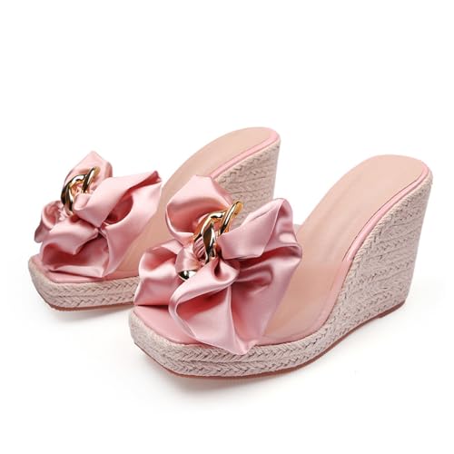 Espadrilles Wedges for Women Mules with Bows Comfortable Slides Platform Chunky High Heels Y2K Fashion Dressy Casual Sandals Spring Summer Outdoors Travel Streetwear Cruise Beach Seaside Holiday