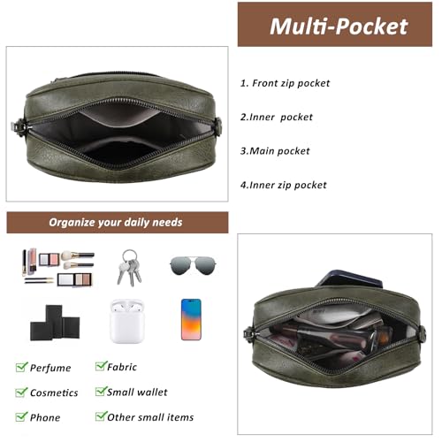 TANTOMI Crossbody Bags for Women Trendy,Vegan Leather Crossbody Purses for Women Small Shoulder Bag Handbags with Wide Strap (Dark Green) — view 4