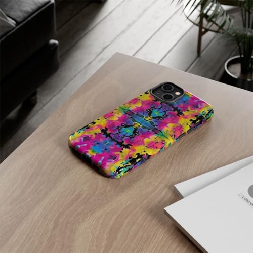 Coque iPhone 14 Plus rigide brillante protection motif abstrait multicolore vif - 4