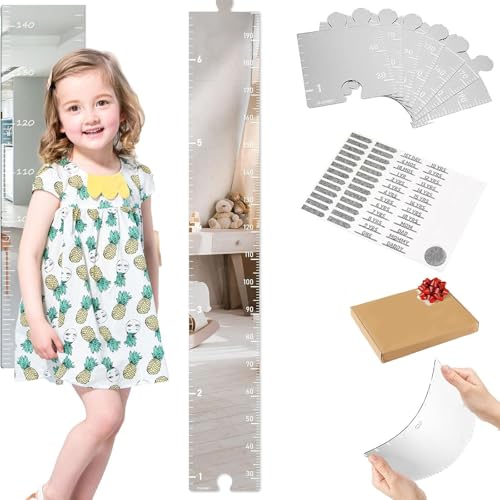 Image of Growth Chart Mirror, Growth Chart Mirror for Wall, Mirror Growth Chart for Wall, Children'S Growth Chart Mirror, Puzzle Mirror Growth Chart, Foldable Height Measuring Mirror, Bedroom Wall Decor (1pcs)