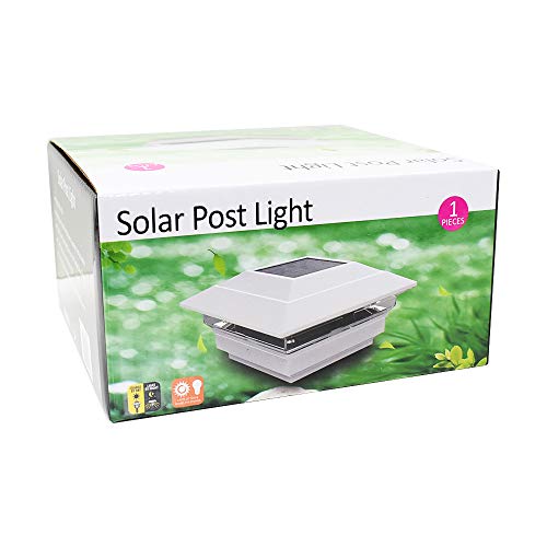 8 Pack White Outdoor Garden 4 x 4 Solar LED Post Deck Cap Square Fence Light Landscape Lamp Lawn PVC Vinyl Wood