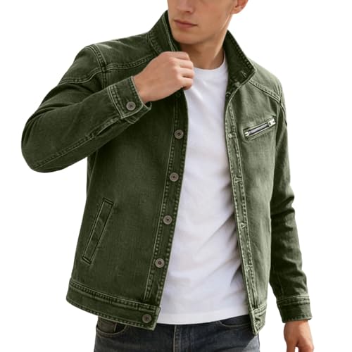 Veste en jean pour homme coupe ajustée style cargo denim classique vintage