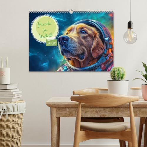 Hunde im Weltall (Wandkalender 2026 DIN A3 quer), CALVENDO Monatskalender: Hunde im All: Eine kosmische Reise der Niedlichkeit. (CALVENDO Wissenschaft)