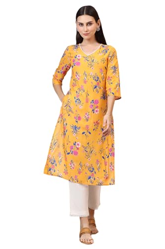 Image of W for Woman Pink Bold Geometric Printed Pure Cotton Straight Kurta
