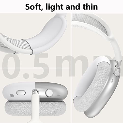 Silicone Case Cover For Airpods Max Headphones, Anti-Scratch Ear Pad Case Cover/Ear Cups Cover/Headband Cover For Airpods Max, Accessories Soft Silicone Skin Protector For Apple Airpods Max (White) #TOP4