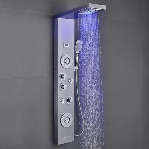 ROVOGO Shower Panel with Rainfall, Waterfall Shower Head, 2-Type Body