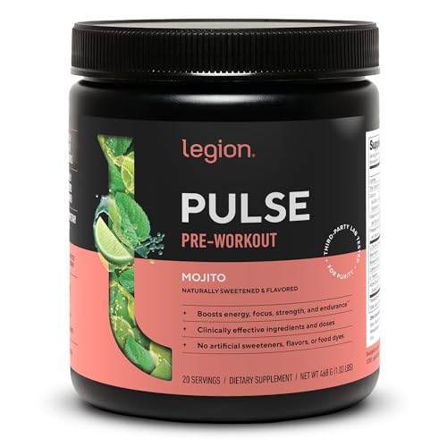Image of LEGION - All Natural Nitric Oxide Preworkout Drink to Boost Energy, Creatine Free, Naturally Sweetened, Beta Alanine, Citrulline, Alpha GPC (Mojito)
