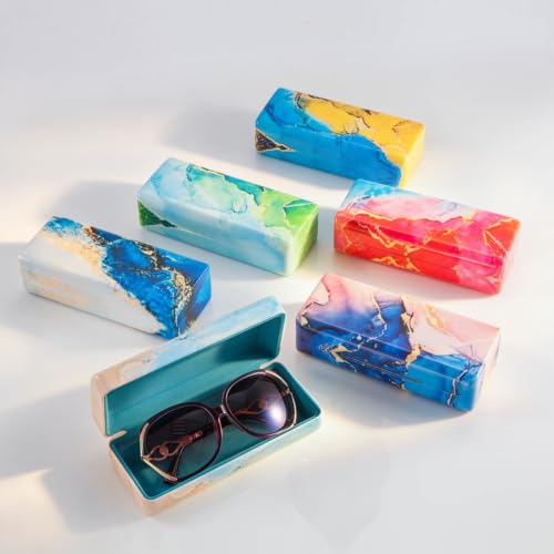 Image of TRIUMPH VISION Sunglasses Case Hard Shell Glasses Case Eyewear Eyeglasses | Sunglass Eyeglass Hard Case for Women and Men Metal PU Leather Lined Storage with Microfiber Cleaning Cloth Protection