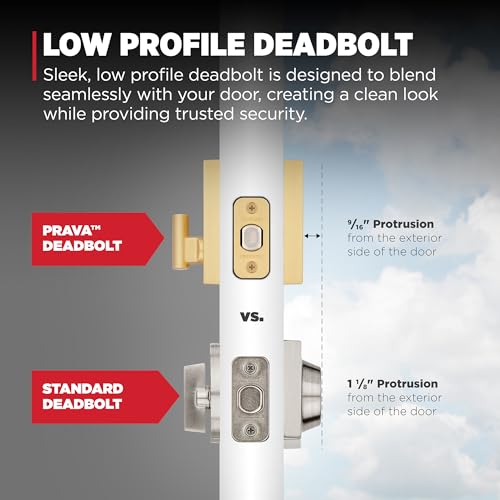 Kwikset Prava Front Door Lock Handle and Deadbolt Set, Entry Handleset Exterior with Interior Reversible Lever, Satin Brass, Pick Resistant SmartKey Rekey Deadbolt Security, with Microban Protection - Image 5