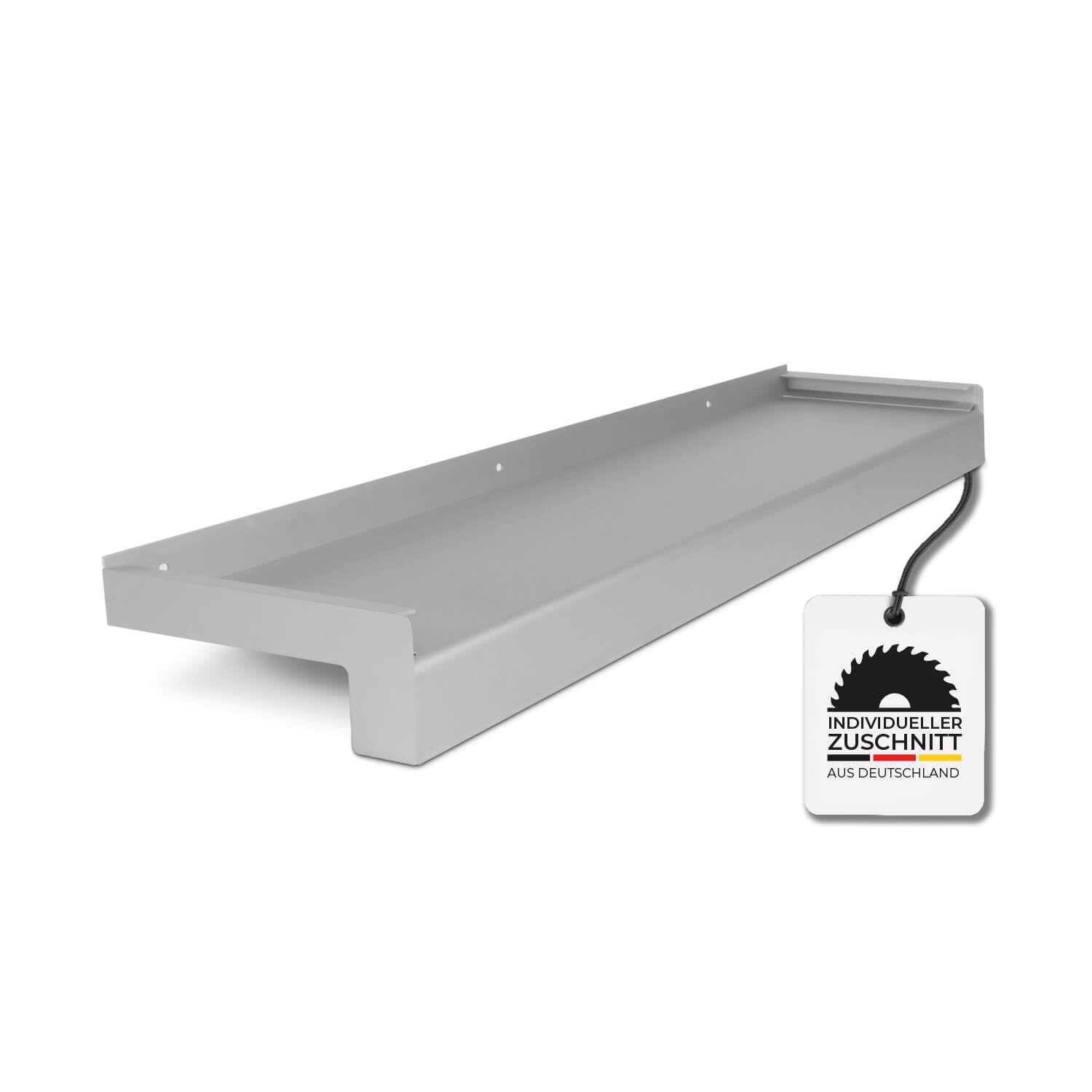 HausFux jetLINE Aluminium Fensterbank außen - nach Maß inkl. Putzabschluss, Klinkerabschluss oder Alu-Gleitabschluss - individueller Zuschnitt - bis 3 m (Silber, T x L | 9 x 150 cm)