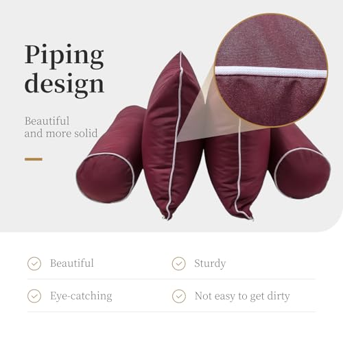 Image of Outdoor Daybed Cushion Cover Twin,Daybed Mattress Bolster Pillow Fitted Sheet Cover,Twin Size Outdoor Daybed Cushion Covers (Wine red, 75 * 39 * 6in)