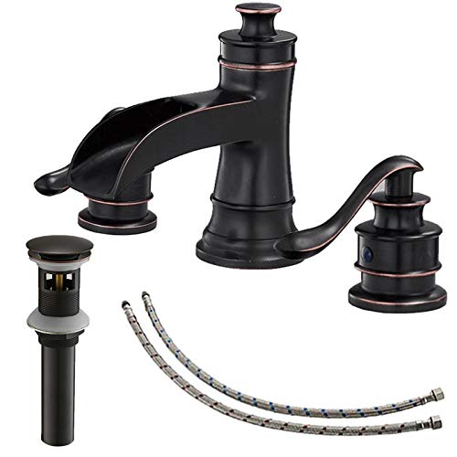 Bathroomfaucet3holeoilrubbedbronzeforsinkwaterfallwidespread8inch2handlefarmhousewithpopupdrainwithoverflowvanitybasinlavatorycommercialparts  Urban Country Home Decor Bathroom faucet 3 hole oil rubbed bronze for sink waterfall widespread 8 inch 2 handle farmhouse with pop up drain with overflow vanity basin lavatory commercial parts  urban country home decor