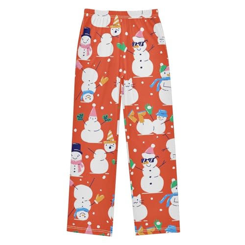 Boys' Pants Christmas Cute Snowman Colorful Long Bottoms Jogger Pants Elastic Waist Trousers with Pockets S-XL