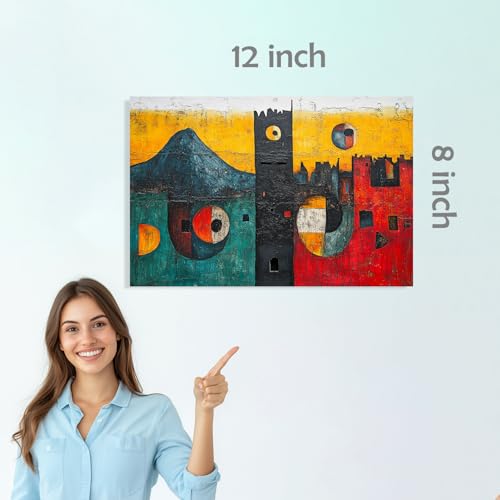 Image of SiddArtify Abstract Landscape Wall Art Poster Print Set - Modern Geometric Decor for Living Room Bedroom Office - 8x12 Sticker Pack of 6