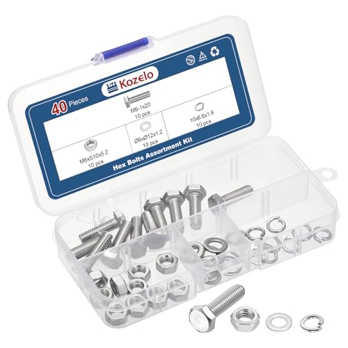 Kozelo 40pcs Boulons Écrous Rondelles M6-1x20 304 Inox Kit