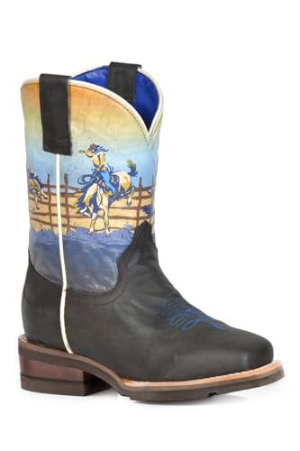 ROPER Boys Rodeo Rider Brown Leather Cowboy Boots 3