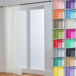 John Aird Lucy Woven Voile Slot Top Curtain Panels (Cream, 58" Wide x 48" Drop)