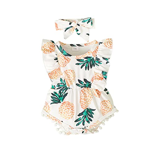 Hascloth Newborn Baby Girl Romper Infant Tassel Bodysuit Floral Dress Shorts Jumpsuit Ruffle Sleeveless Clothes Outfit