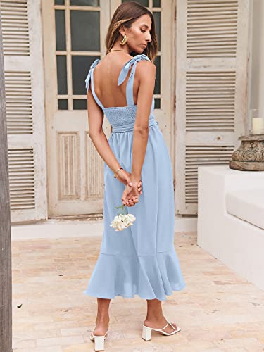 Image of ANRABESS Women's Square Neck Ruffle Split Midi Elegant Formal Wedding Guest Cocktail Bridesmaid Graduation Party Dresses