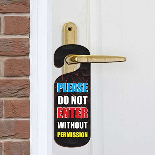 Image of CVANU Please Do Not Enter Without Permission Wooden Door Sign Hanger Size(24cm x 8.5cm) cv76