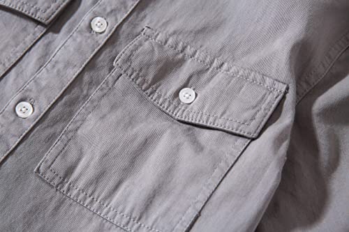 Tronjori Boys' Short Sleeve Button Down Woven Shirt(14,Grey) #TOP3