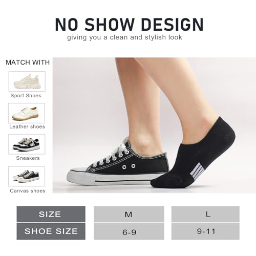Image of No Show Socks Womens Cushioned Low Cut Invisible Footies for Running Athletic Gym Ankle Socks 6 Pairs