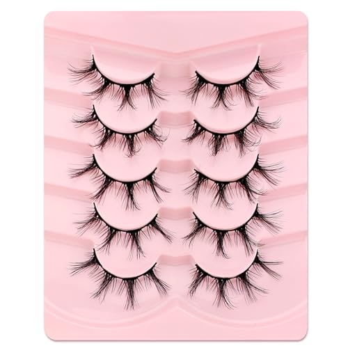 FDH-01 FDH-01 Lot de 5 paires de faux cils 3D œil de chat, volume moelleux, aspect naturel, réutilisables, faits à la main, faux cils de maquillage